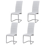 Cantilever Dining Chairs 4 pcs White Faux Leather