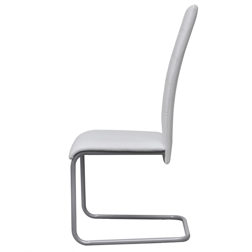 Cantilever Dining Chairs 4 pcs White Faux Leather