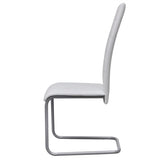 Cantilever Dining Chairs 4 pcs White Faux Leather