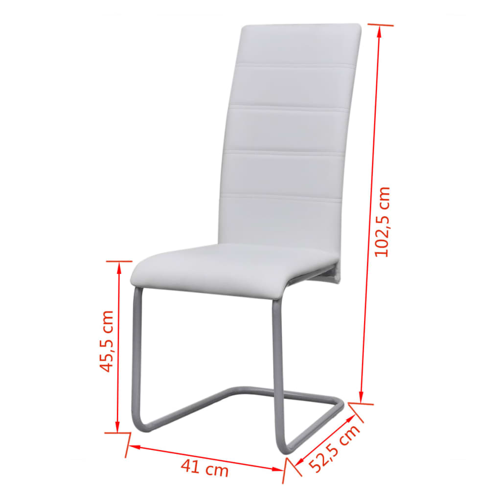 Cantilever Dining Chairs 4 pcs White Faux Leather