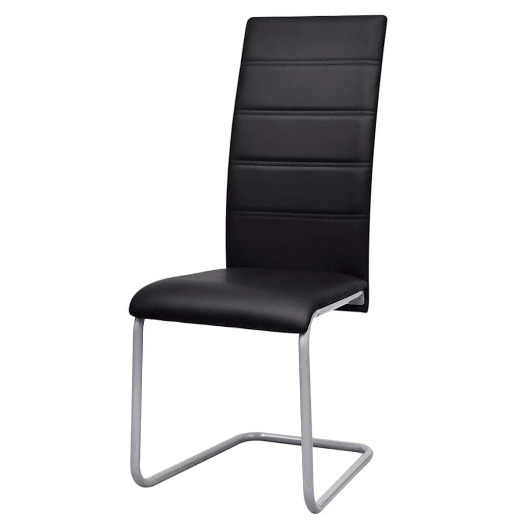 Cantilever Dining Chairs 2 pcs Black Faux Leather