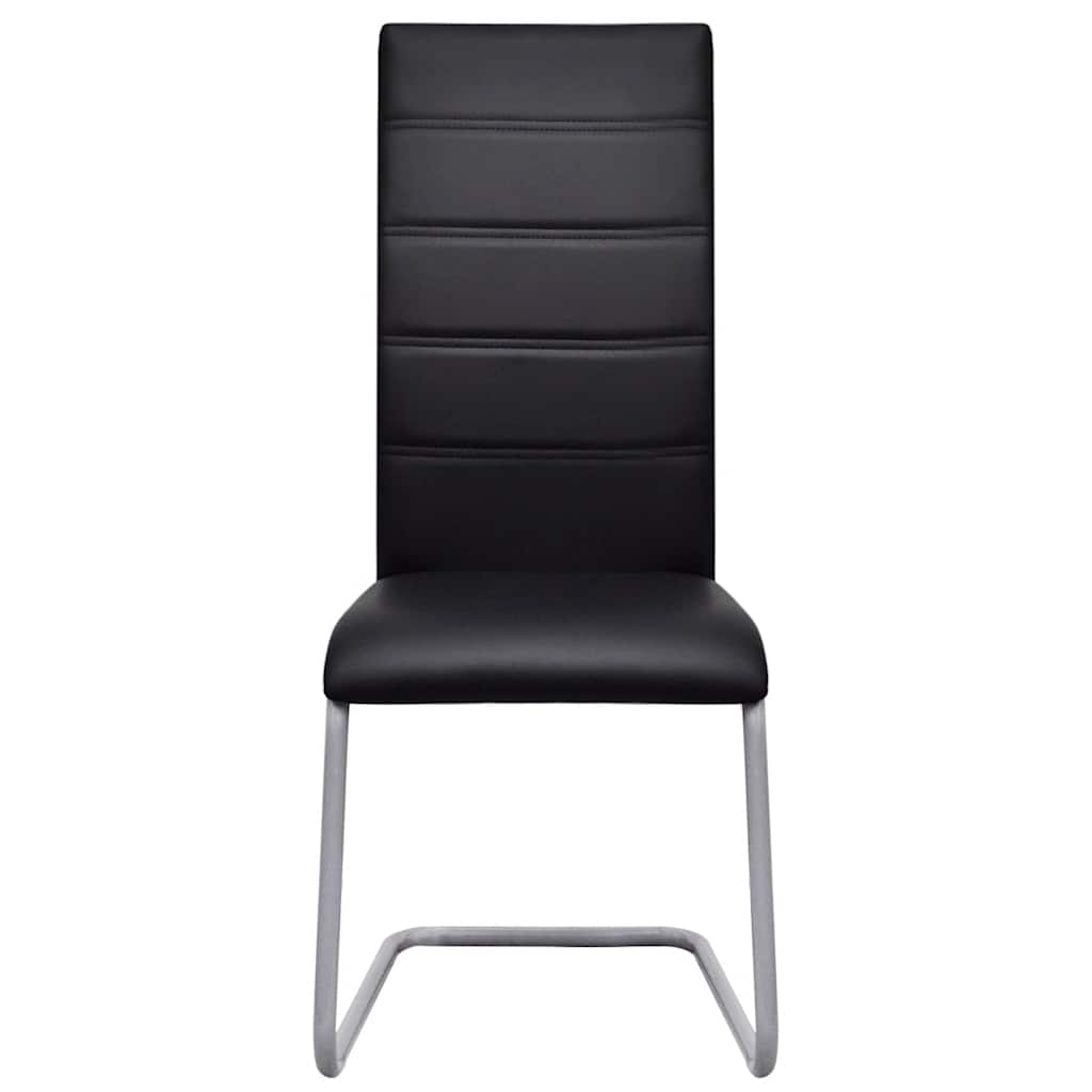 Cantilever Dining Chairs 2 pcs Black Faux Leather