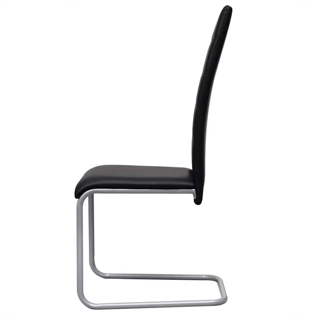Cantilever Dining Chairs 2 pcs Black Faux Leather