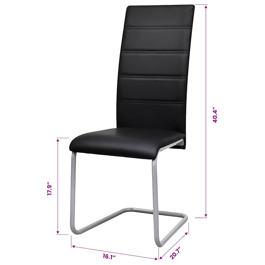 Cantilever Dining Chairs 2 pcs Black Faux Leather