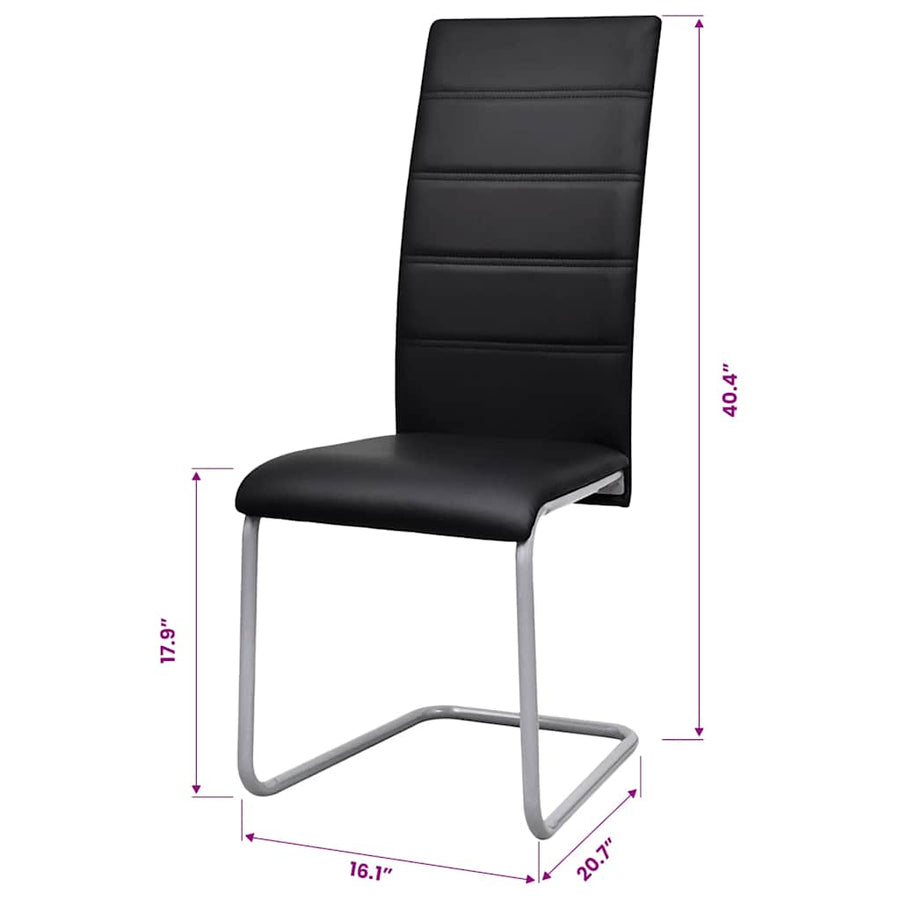Cantilever Dining Chairs 2 pcs Black Faux Leather