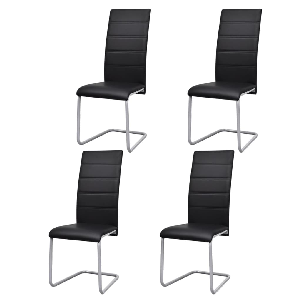 Cantilever Dining Chairs 4 pcs Black Faux Leather