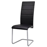 Cantilever Dining Chairs 4 pcs Black Faux Leather - Front View