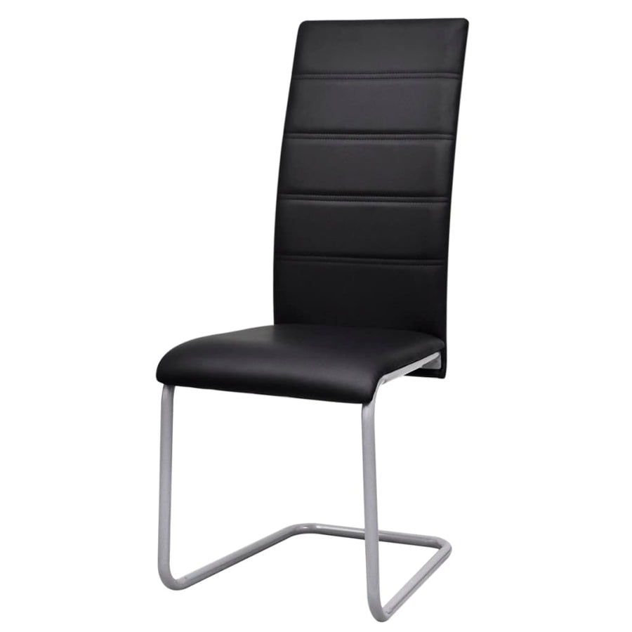 Cantilever Dining Chairs 4 pcs Black Faux Leather