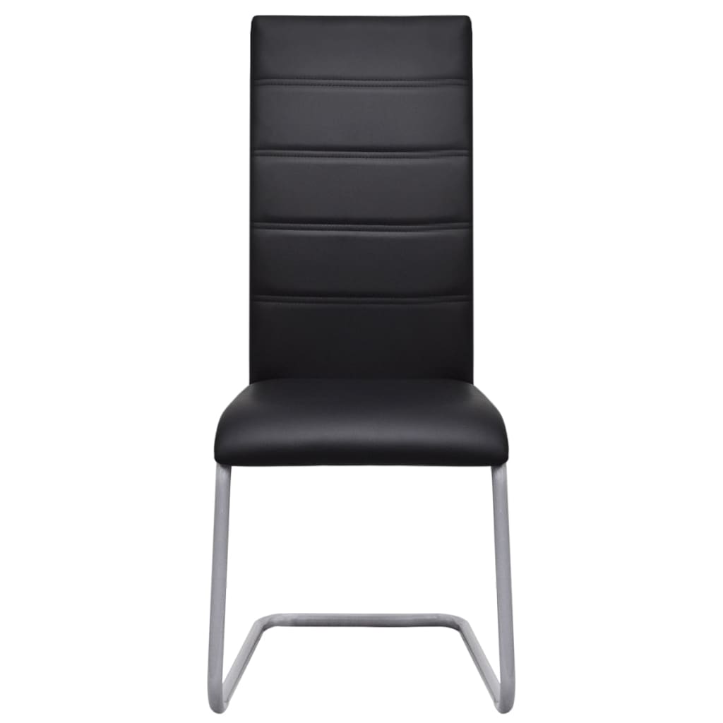 Cantilever Dining Chairs 4 pcs Black Faux Leather
