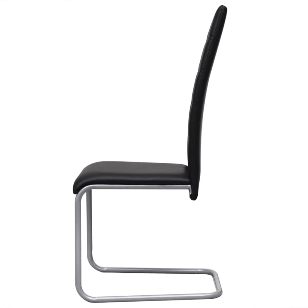 Cantilever Dining Chairs 4 pcs Black Faux Leather