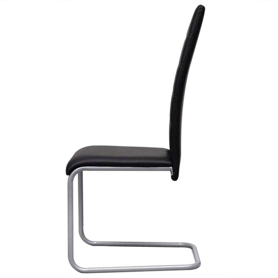 Cantilever Dining Chairs 4 pcs Black Faux Leather