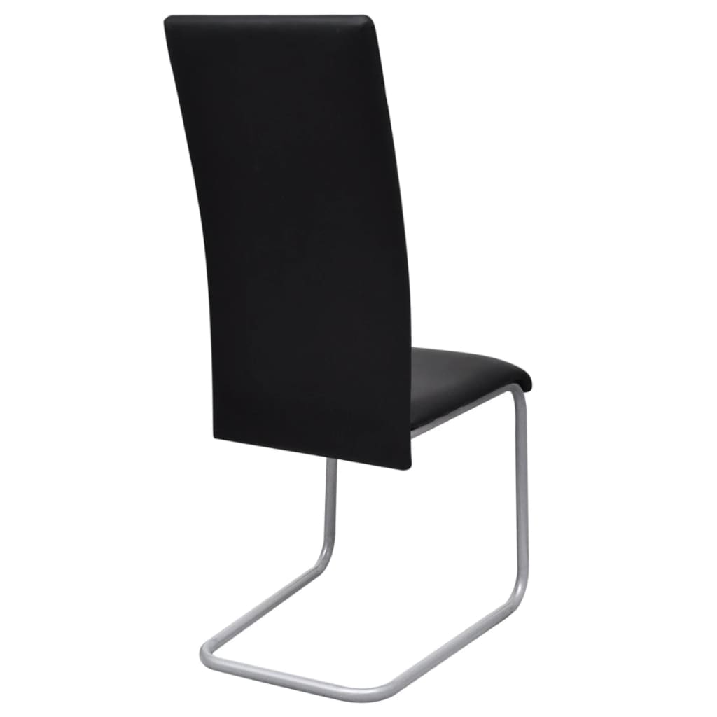 Cantilever Dining Chairs 4 pcs Black Faux Leather