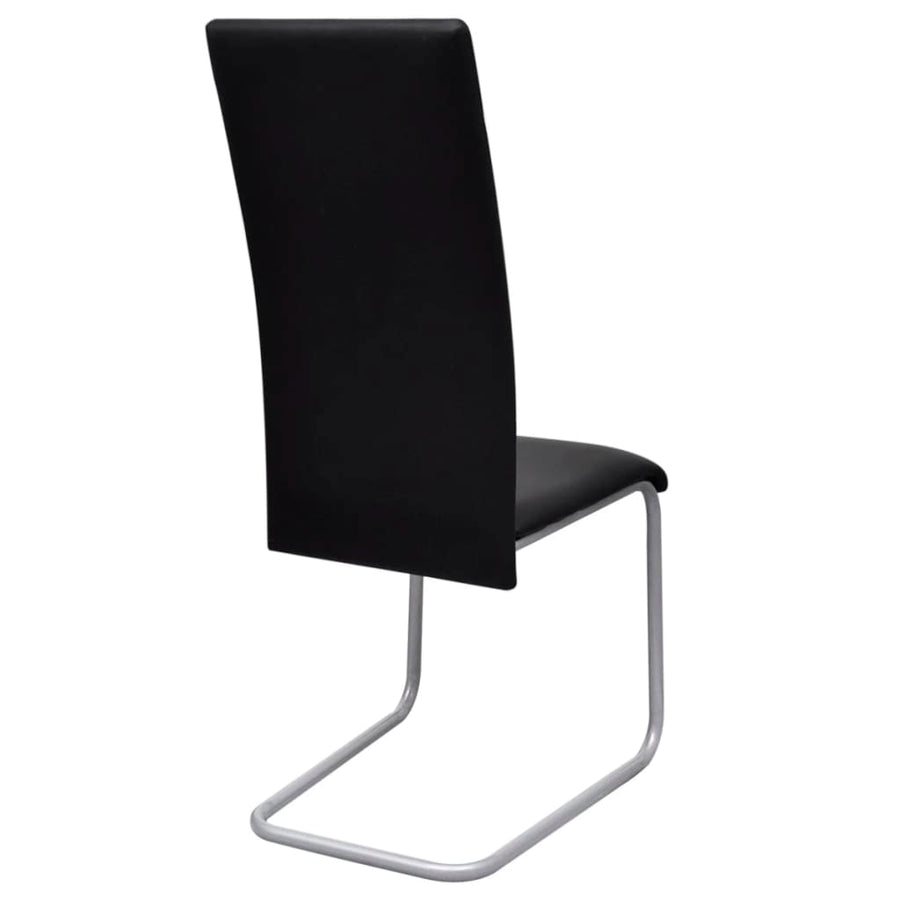 Cantilever Dining Chairs 4 pcs Black Faux Leather