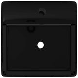 Ceramic Bathroom Sink Basin Faucet /Overflow Hole Black Square - Side View