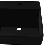 Ceramic Bathroom Sink Basin Faucet /Overflow Hole Black Square - Top-Down View