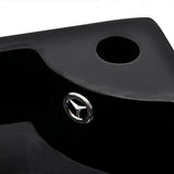 Wash Basin with Overflow 45x32x12.5 cm Black - 45-Degree Angle