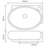 Ceramic Bathroom Sink Basin Faucet/Overflow Hole Black Round