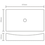 Ceramic Bathroom Sink Basin Black Rectangular - Rear View