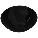 Ceramic Bathroom Sink Basin Black Round - Front View
