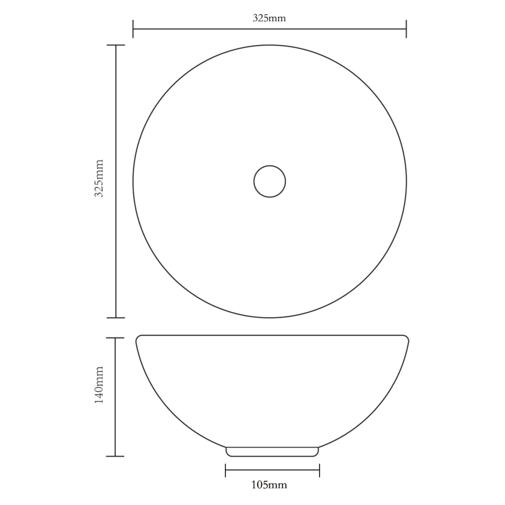 Ceramic Bathroom Sink Basin Black Round