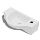 Ceramic Bathroom Sink Basin with Faucet Hole White - Front View