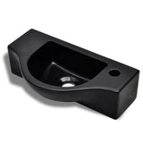 Ceramic Bathroom Sink Basin with Faucet Hole Black - Front View