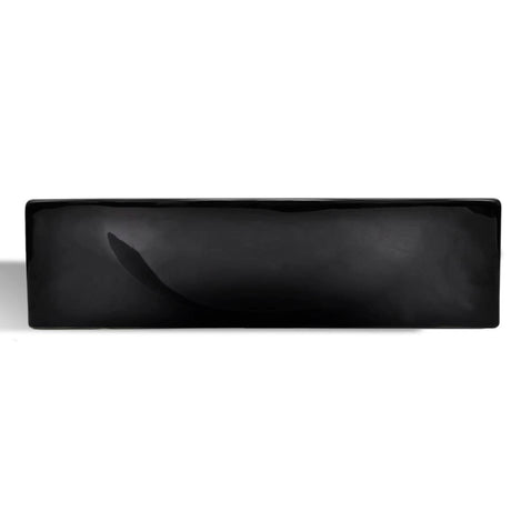 Black ceramic bathroom sink basin with faucet hole, wall hung, drain hole of 4.5 cm