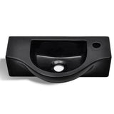 Ceramic Bathroom Sink Basin with Faucet Hole Black - Top-Down View