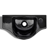 Ceramic Bathroom Sink Basin with Faucet Hole Black - 45-Degree Angle