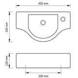 Ceramic Bathroom Sink Basin with Faucet Hole Black