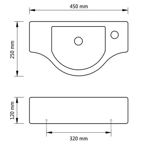 Black ceramic bathroom sink basin with faucet hole, wall hung, image 6