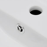 Ceramic Bathroom Sink Basin Faucet/Overflow Hole White Rectangular - 45-Degree Angle