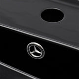Ceramic Bathroom Sink Basin Faucet/Overflow Hole Black Rectangular - 45-Degree Angle