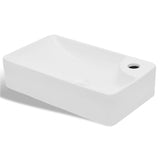 Ceramic Bathroom Sink Basin with Faucet Hole White - Front View