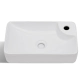 Ceramic Bathroom Sink Basin with Faucet Hole White - Top-Down View