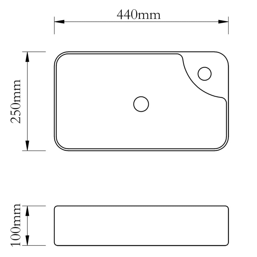 Ceramic Bathroom Sink Basin with Faucet Hole White