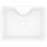 Ceramic Bathroom Sink Basin with Faucet Hole White Square