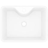 Ceramic Bathroom Sink Basin with Faucet Hole White Square - Top-Down View
