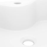 Ceramic Bathroom Sink Basin with Faucet Hole White Square