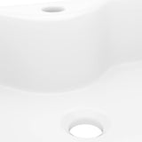 Ceramic Bathroom Sink Basin with Faucet Hole White Square - Rear View