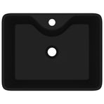 Ceramic Bathroom Sink Basin with Faucet Hole Black Square
