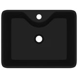 Ceramic Bathroom Sink Basin with Faucet Hole Black Square - Top-Down View