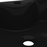 Ceramic Bathroom Sink Basin with Faucet Hole Black Square - Rear View