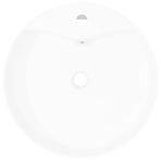 Ceramic Bathroom Sink Basin Faucet/Overflow Hole White Round