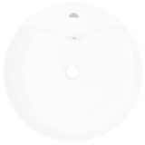 Ceramic Bathroom Sink Basin Faucet/Overflow Hole White Round - Side View