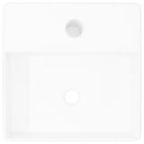Ceramic Bathroom Sink Basin with Faucet Hole White Square