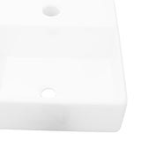 Ceramic Bathroom Sink Basin with Faucet Hole White Square - Top-Down View