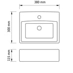 Ceramic Bathroom Sink Basin with Faucet Hole White Square