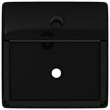 Ceramic Bathroom Sink Basin with Faucet Hole Black Square - Side View