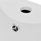 Ceramic Stand Bathroom Sink Basin Faucet/Overflow Hole White - Top-Down View